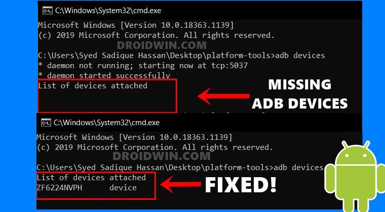 adb reboot error accessory not found