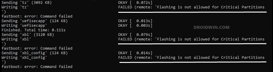 Failed (Remote: 'not allowed in Locked State'). Fastboot flashing Unlock. Critical Partition flashing is not allowed MIFLASH ошибка. Not allowed in Locked State Fastboot.