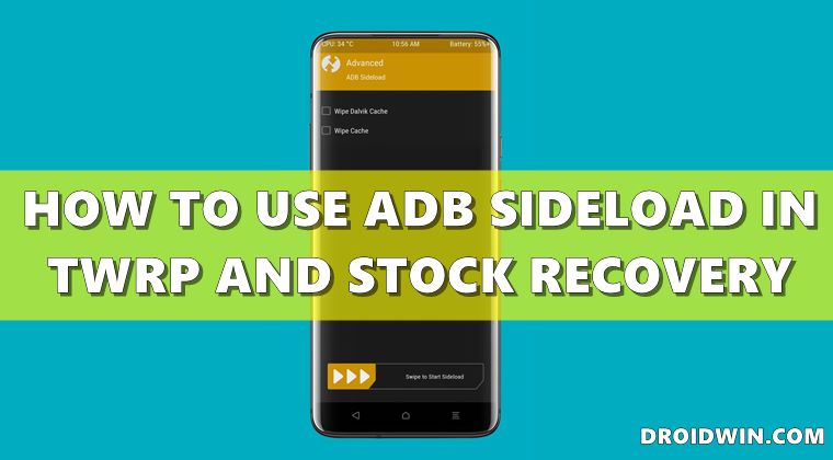 используйте команду adb sideload stock twrp recovery