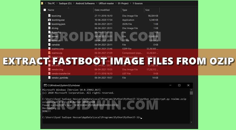 как извлечь файл img изображений fastboot из прошивки realme oppo ozip