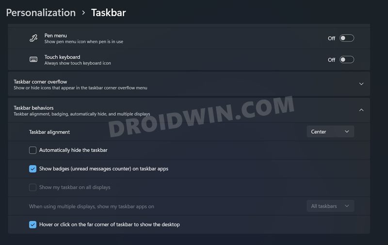never combine buttons taskbar personalizaton windows 11