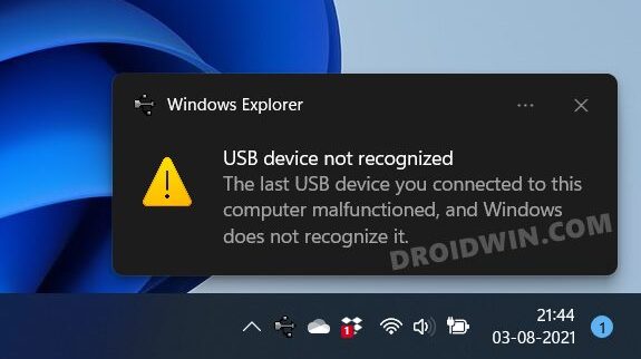 efterligne Rust lav lektier How to Fix USB Device Not Recognized Error in Windows 11 - DroidWin