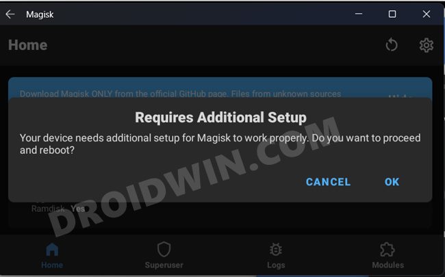 Корневая подсистема Windows для Android через Magisk