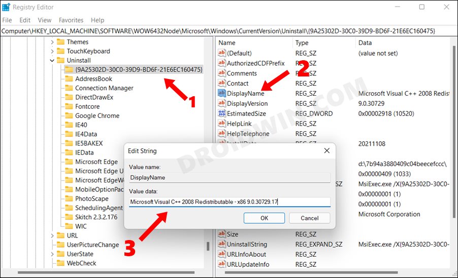Удаление приложений через редактор реестра в Windows 11