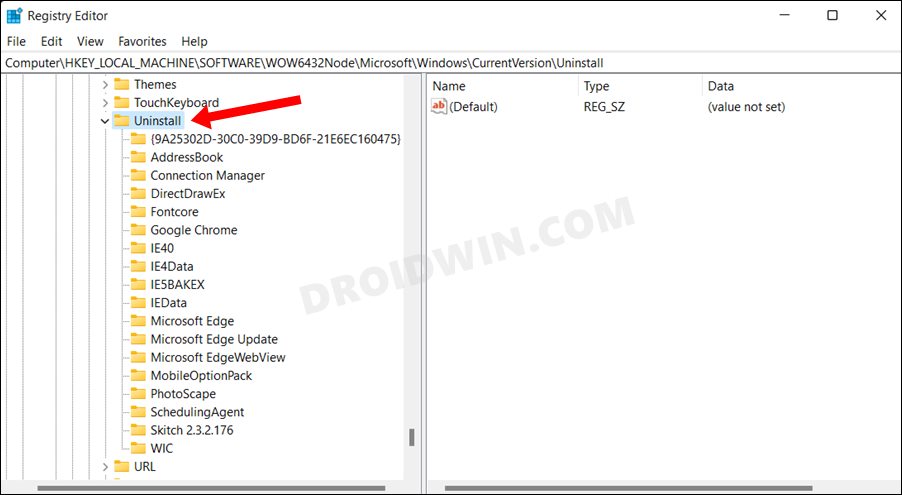 Удаление приложений через редактор реестра в Windows 11