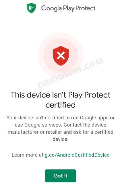 Исправить ошибку Huawei: это устройство не сертифицировано для Play Protect