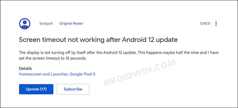 Исправить тайм-аут экрана, не работающий в Android 12