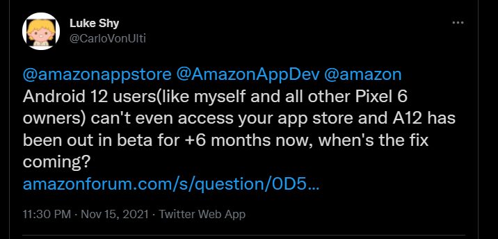 Исправьте Amazon App Store, не работающий в Android 12