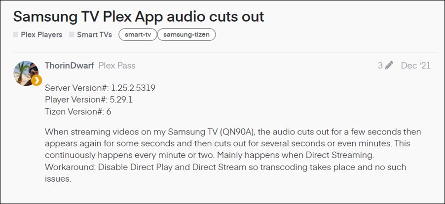 Проблемы со звуком и видео в приложении Plex на Samsung
