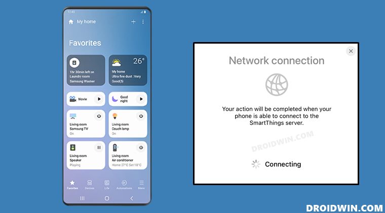 Ошибка подключения к сети приложения Samsung SmartThings на iOS