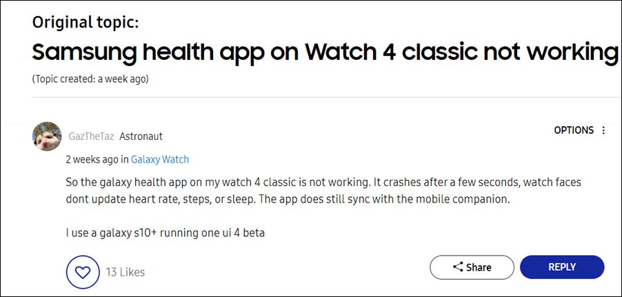 Приложение Samsung Health не работает на Galaxy Watch 4