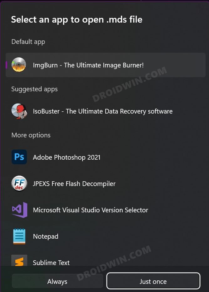 Включить новое средство выбора приложений Windows 11