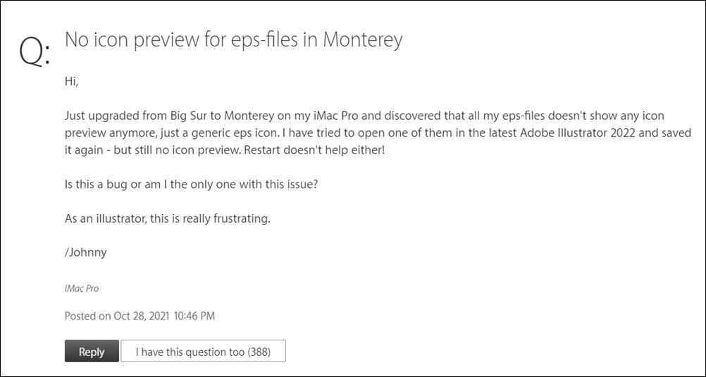 отсутствует предварительный просмотр файла EFS macOS Monterey