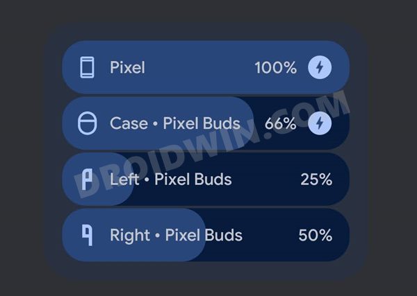 Виджет батареи отсутствует в Pixel Android 12