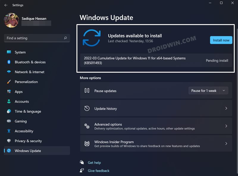Удалить загруженные ожидающие обновления в Windows 11