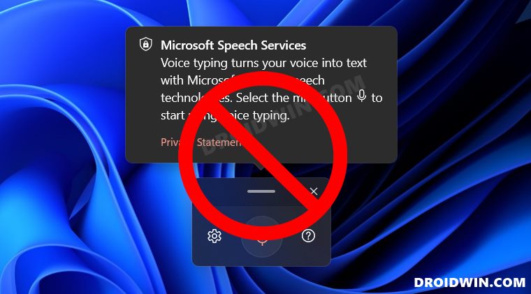Отключить голосовой ввод в Windows 11