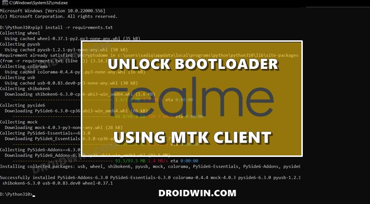 Разблокировать загрузчик Realme с помощью клиента MTK