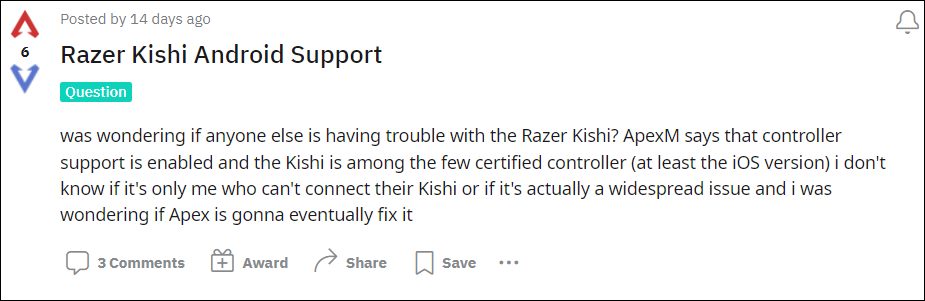 Контроллер Razer Kishi не работает с Apex Legends Mobile на Android