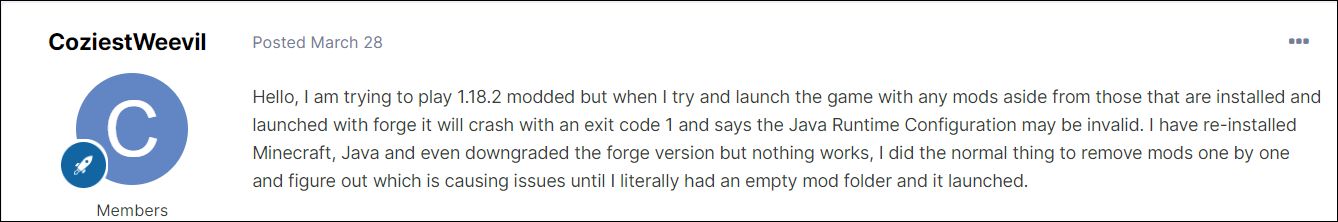 Minecraft вылетает Код выхода -1 Forge Mods