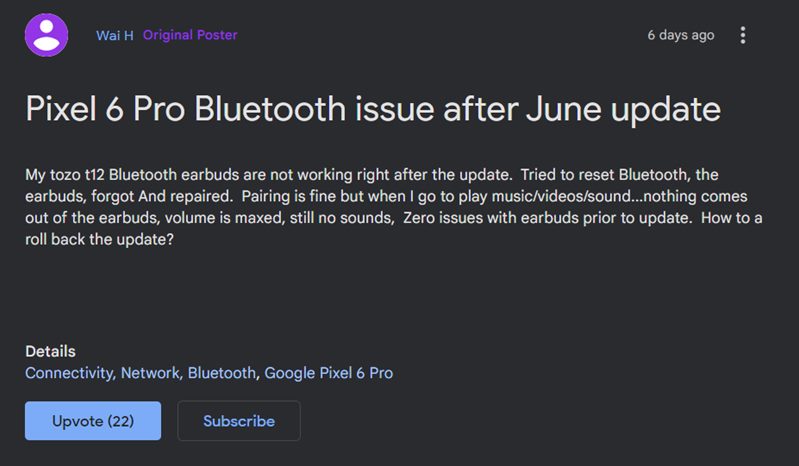 Наушники Bluetooth не работают с Pixel 6 Pro