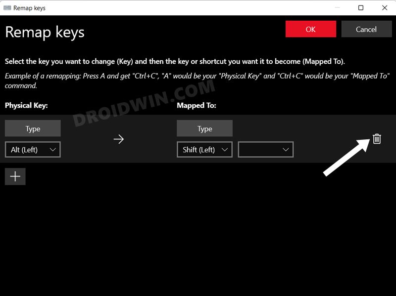 Переназначить клавишу клавиатуры в Windows 11