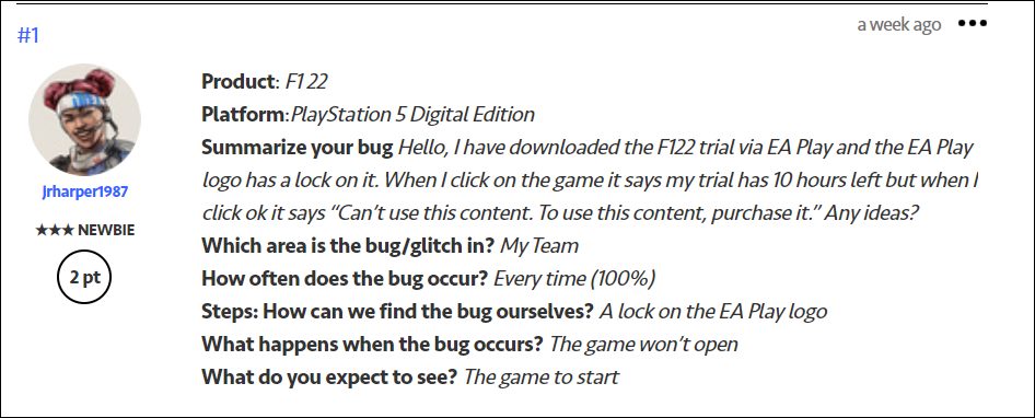 F1 22 EA Play 10-часовая пробная версия не работает