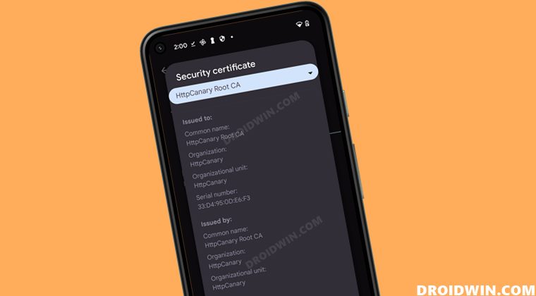 Установите сертификат HttpCanary на Android