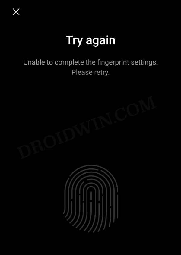 Не удается зарегистрировать новый отпечаток пальца в OnePlus