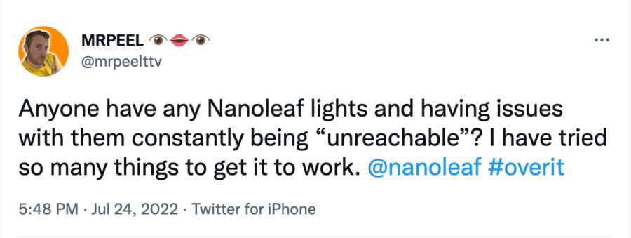 Nanoleaf загорается Недоступная ошибка