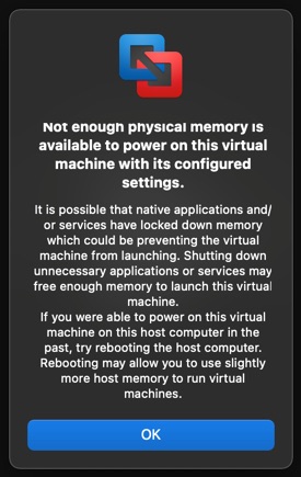 Недостаточно физической памяти в VMWare