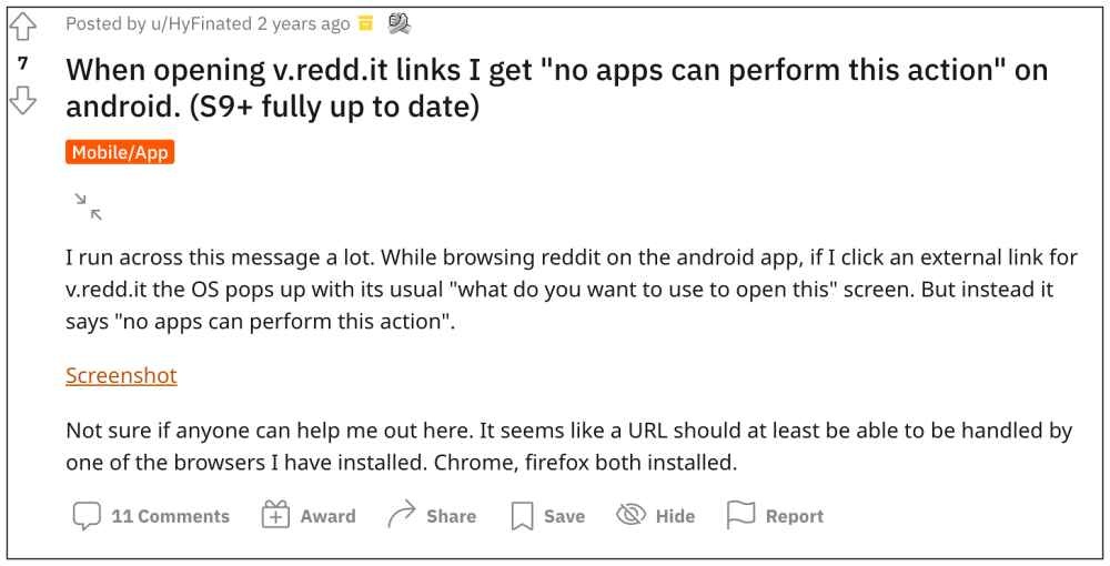Reddit Никакие приложения не могут выполнять это действие
