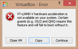 Аппаратное ускорение VT-X/AMD-V недоступно в вашей системе