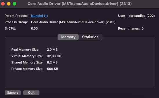 Основной аудиодрайвер MSTeamsAudioDevice.driver
