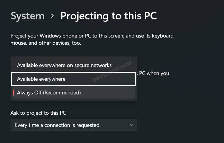 Установите беспроводной дисплей Windows 11