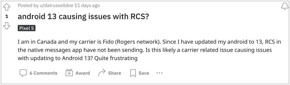 Не удается отправить RCS-сообщения