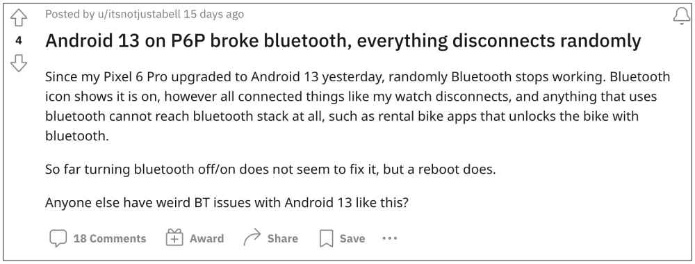 Pixel 6 Pro Bluetooth не работает в Android 13