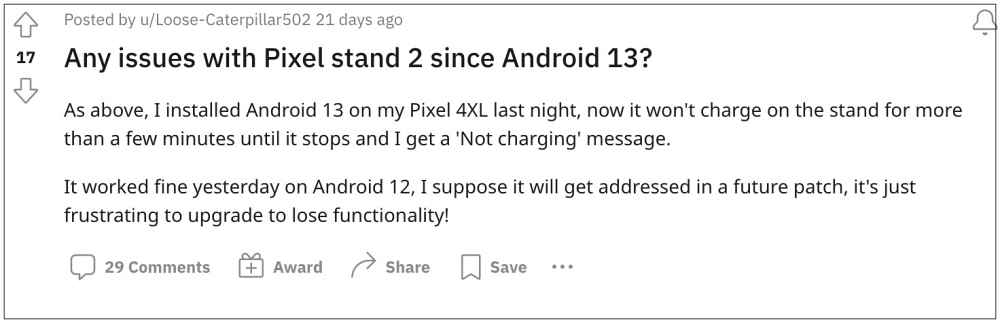 Беспроводная зарядка не работает в Pixel Android 13