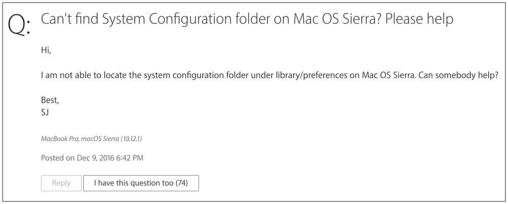 получить доступ к папке «Конфигурация системы» на Mac