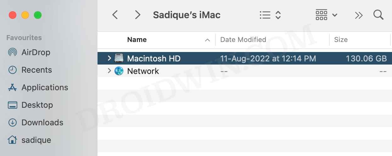  корневой каталог на Mac