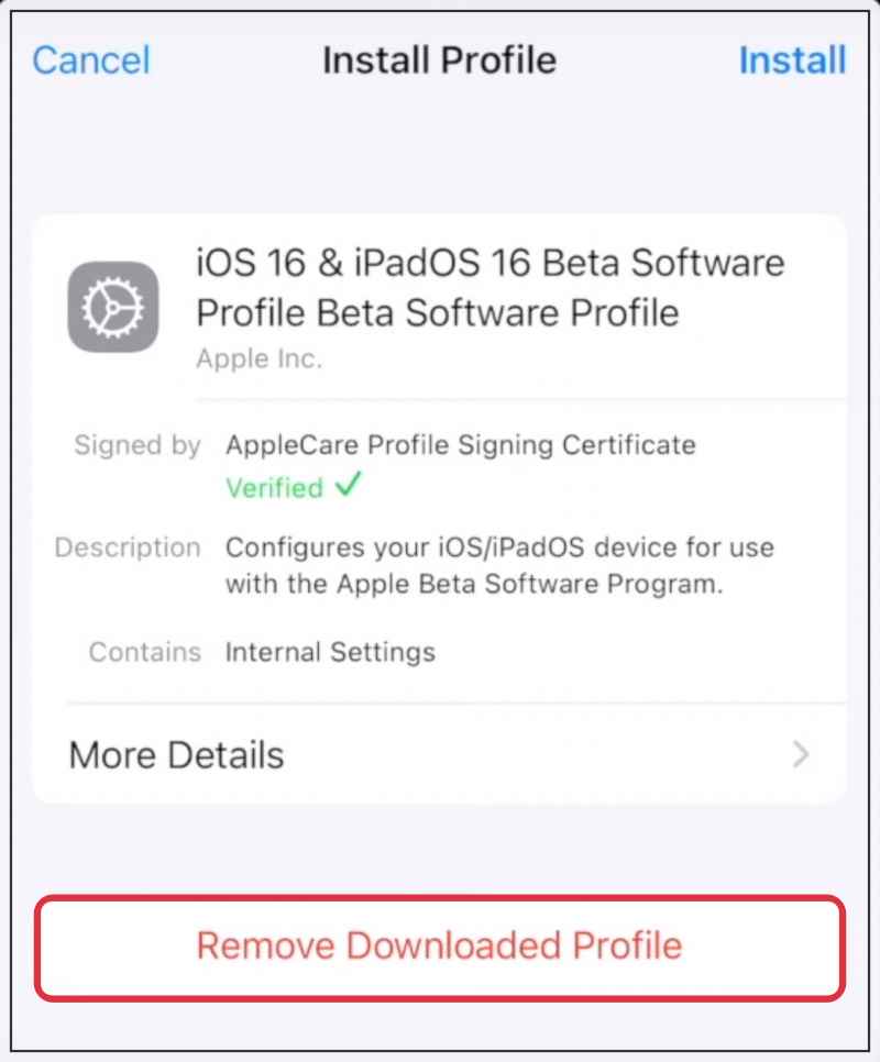 Удалить бета-версию iOS 16.1