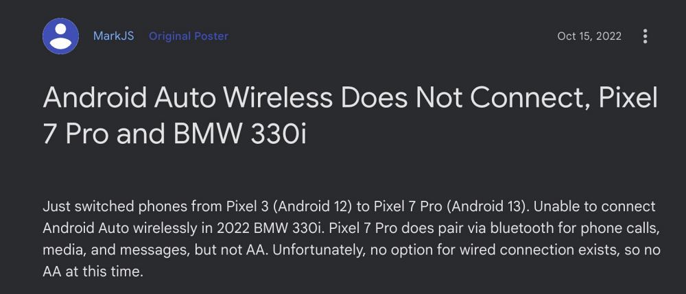 Android Auto не работает с Pixel 7 Pro