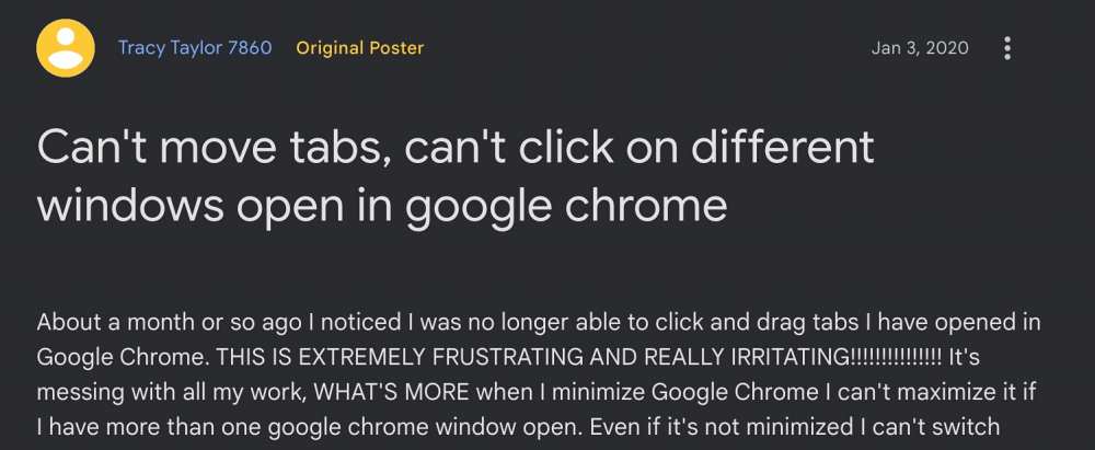 Не могу перемещать вкладки в Chrome