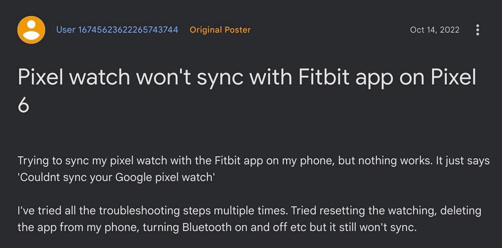 Не удается синхронизировать Pixel Watch с Fitbit
