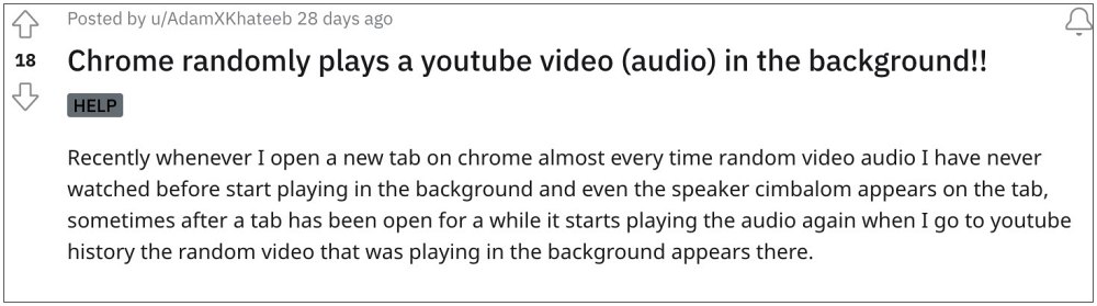 Chrome воспроизводит звук YouTube в фоновом режиме