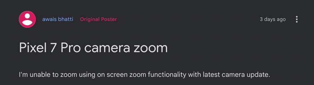 Pixel 7 Pro Camera Zoom не работает