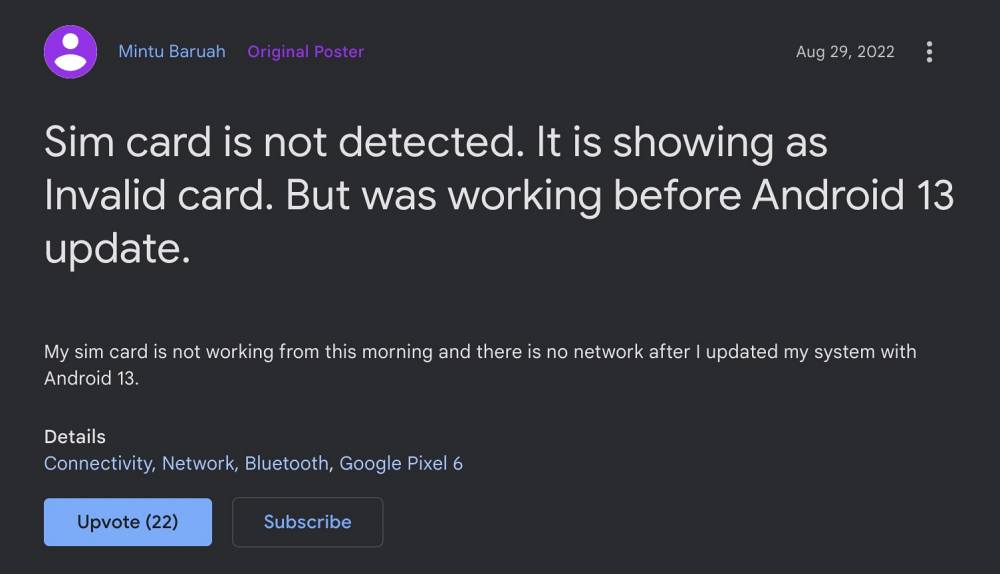 SIM-карта не обнаружена Android 13