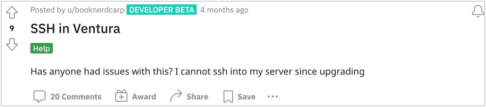 SSH не работает в macOS Ventura