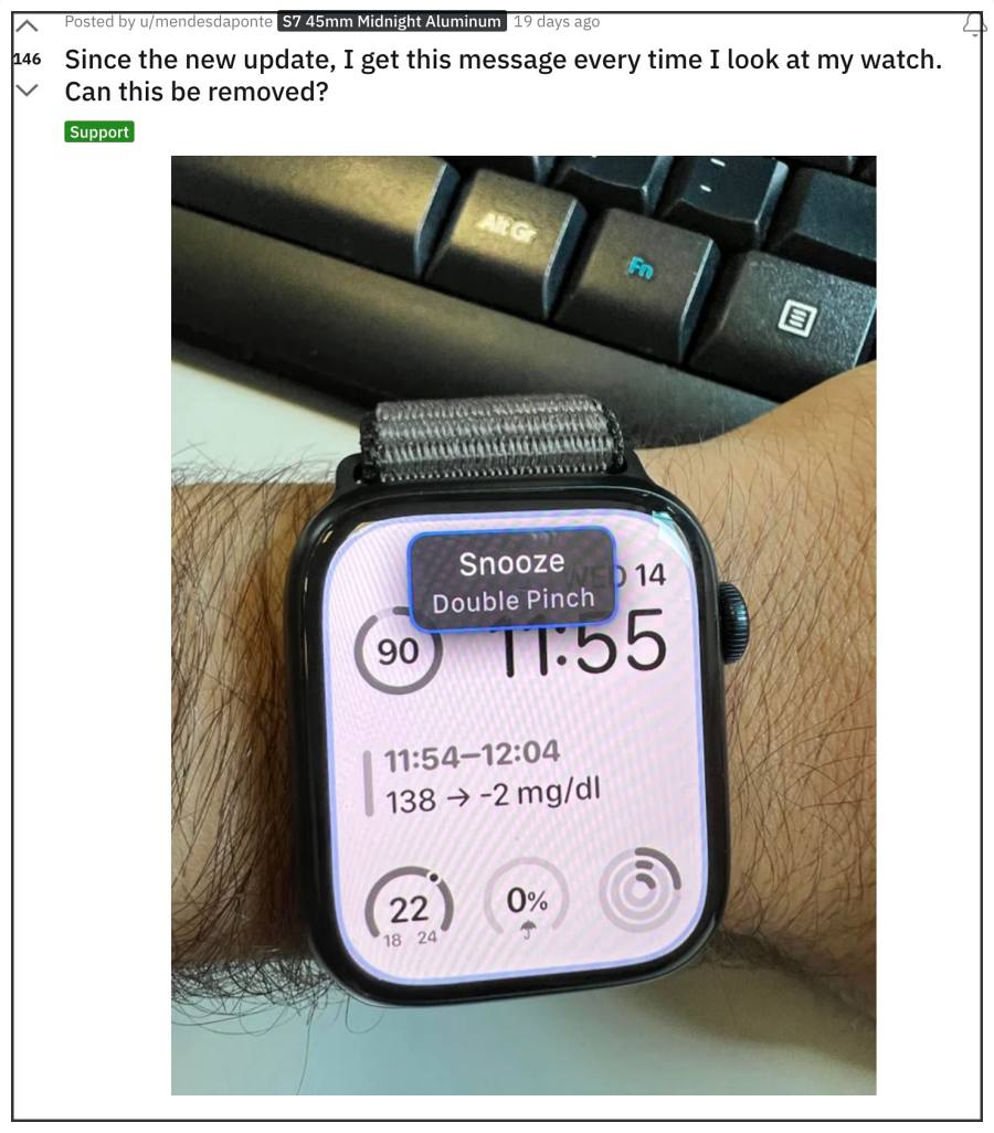 Уведомление Apple Watch «Отложить двойное нажатие»