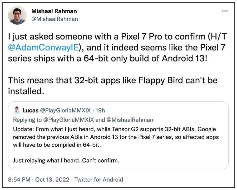 Не удается загрузить сторонние приложения в Pixel 7 Pro