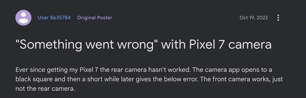 Камера Pixel 7 Pro Что-то пошло не так
